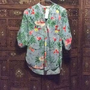 3/4 sleeve floral blouse